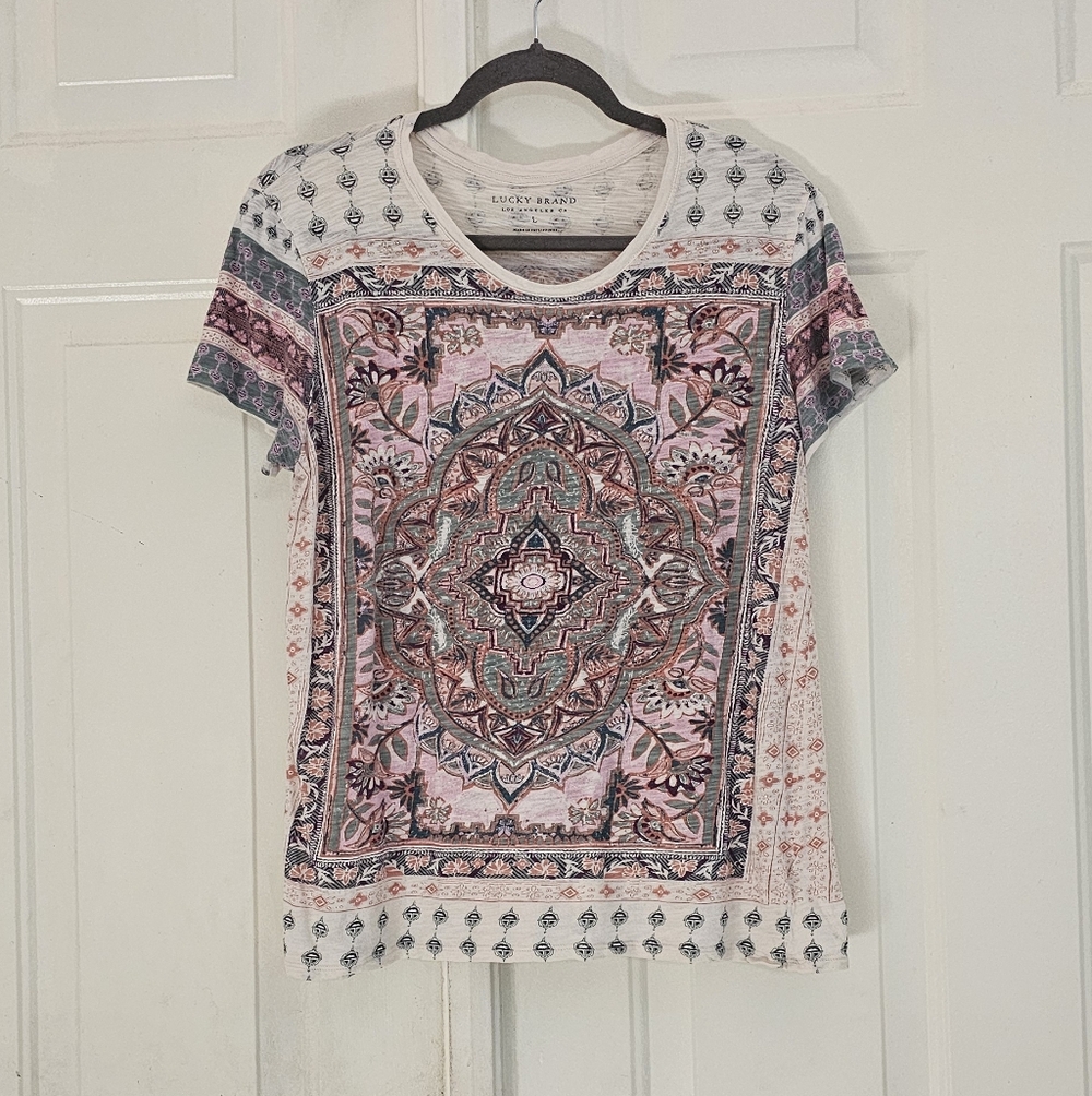 Lucky Brand Persian T-Shirt Classic Short Sleeve Size L